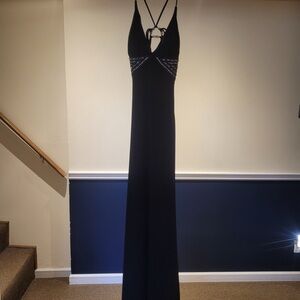 Jasmine Black Maxi Dress with Silver Accents